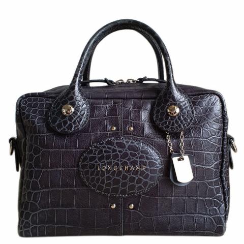 Sell Longchamp Croco Embossed Top Handle Bag Black HuntStreet